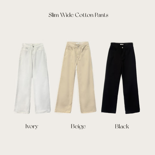 Slim Wide Cotton Pants