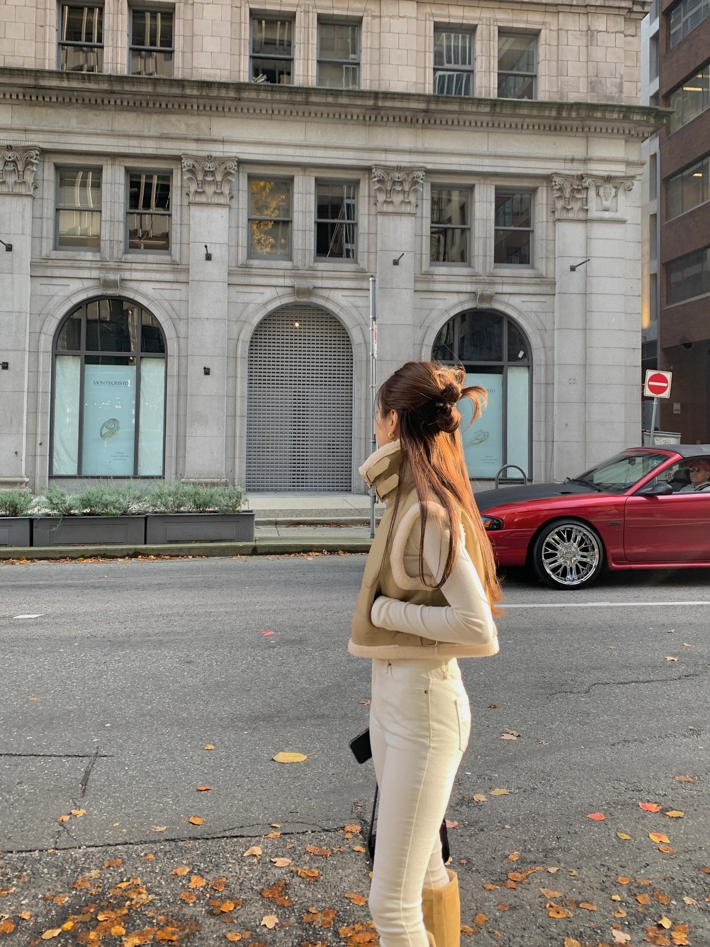 Cropped Shearling Vest