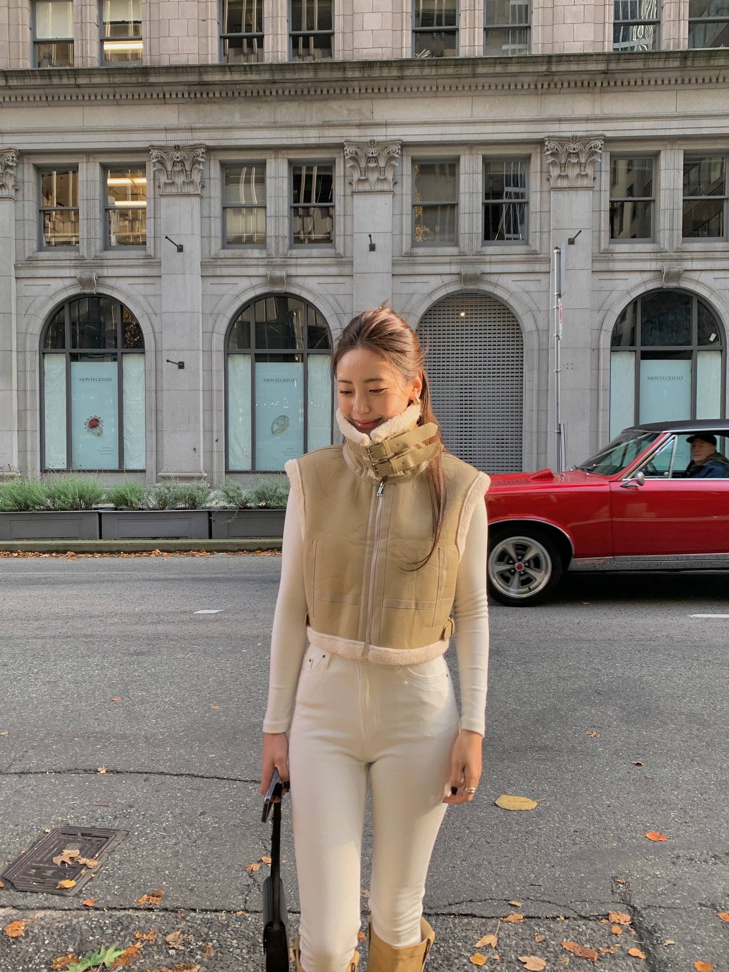 Cropped Shearling Vest