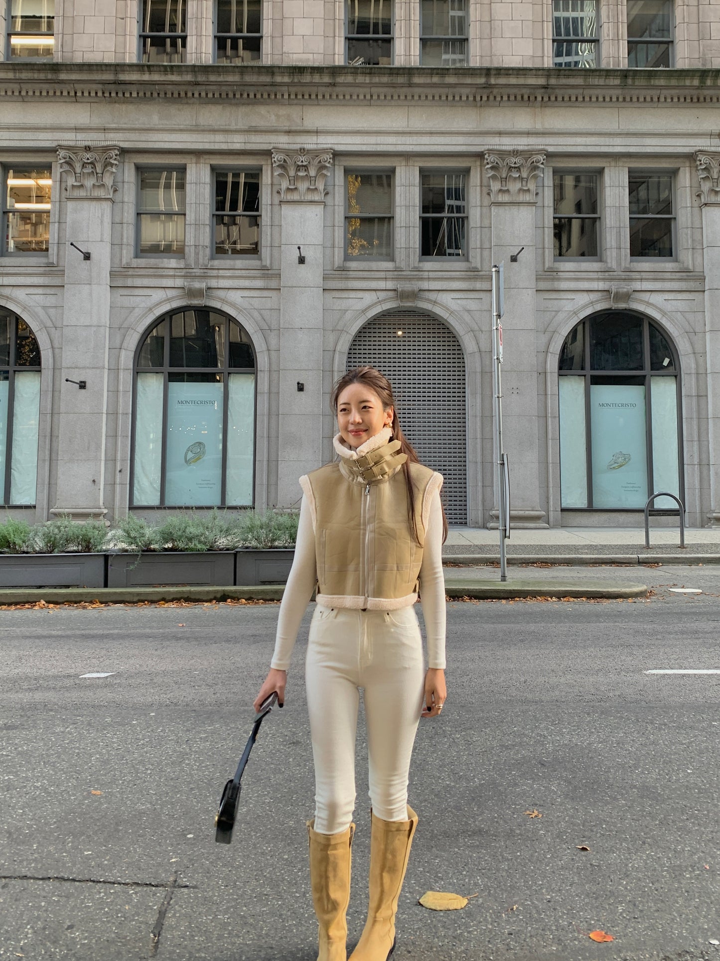 Cropped Shearling Vest