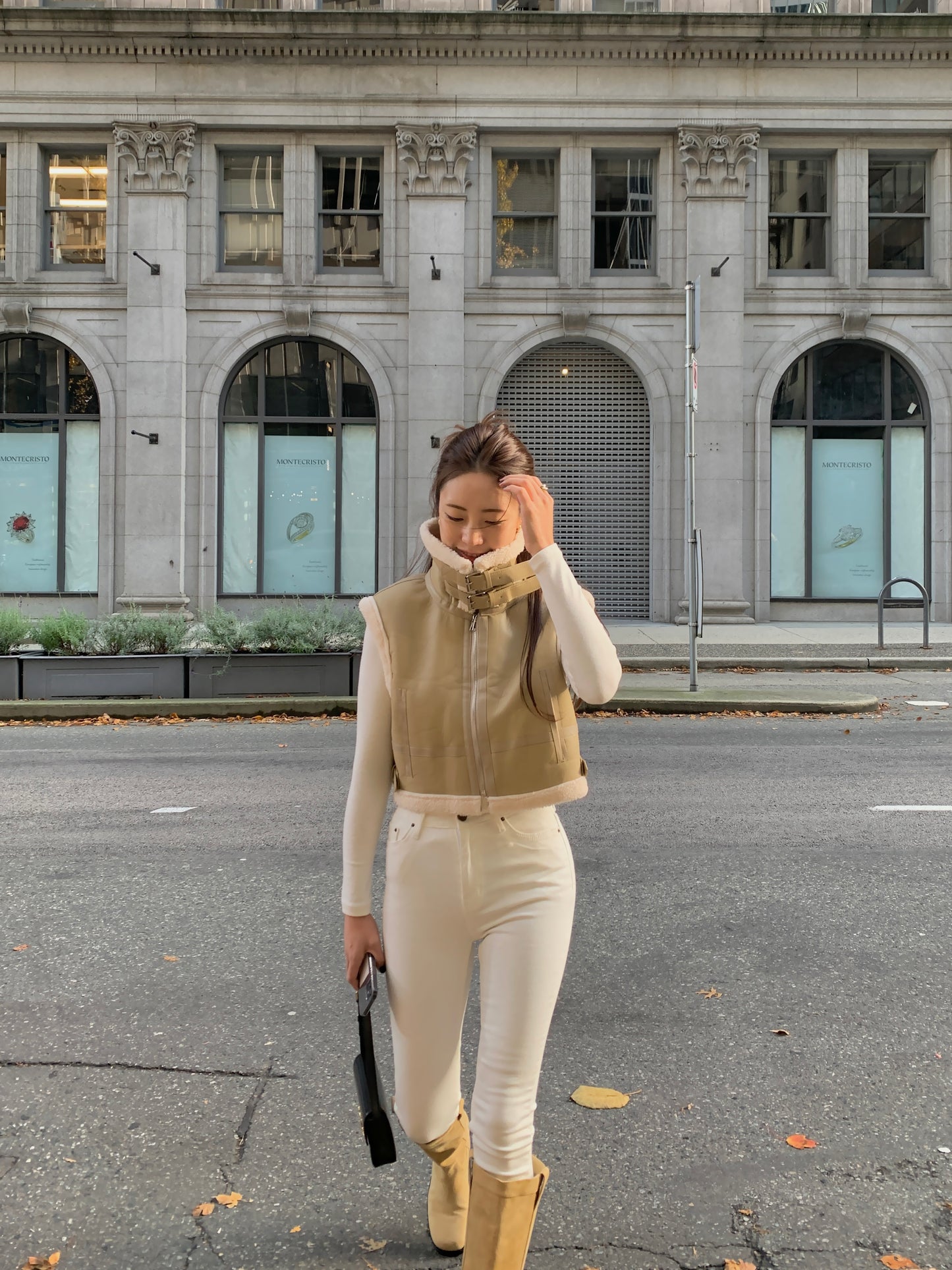 Cropped Shearling Vest