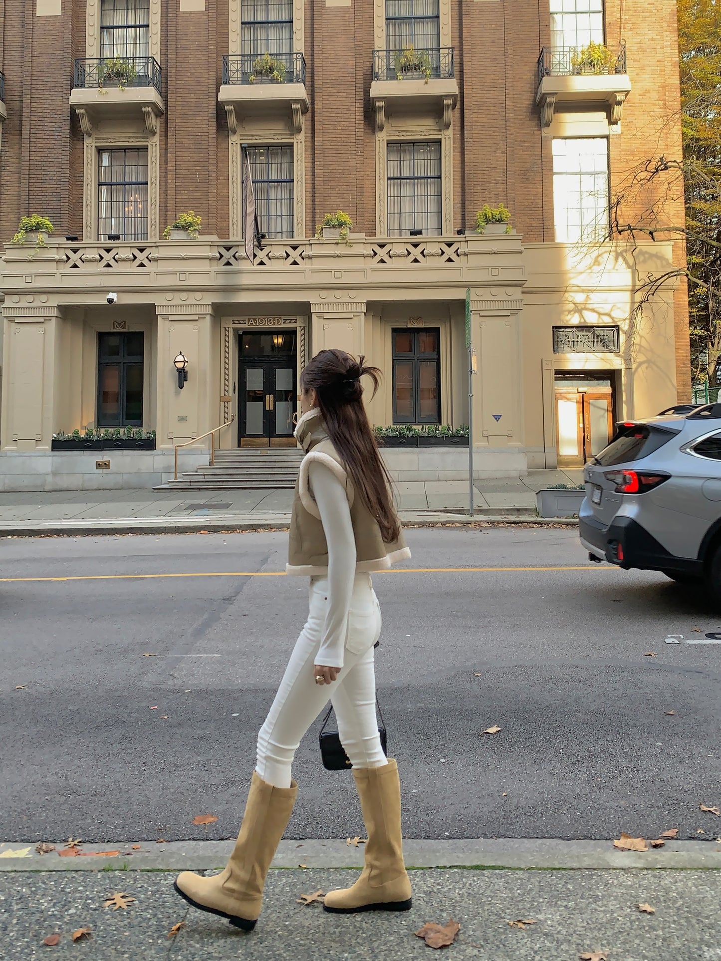 Cropped Shearling Vest