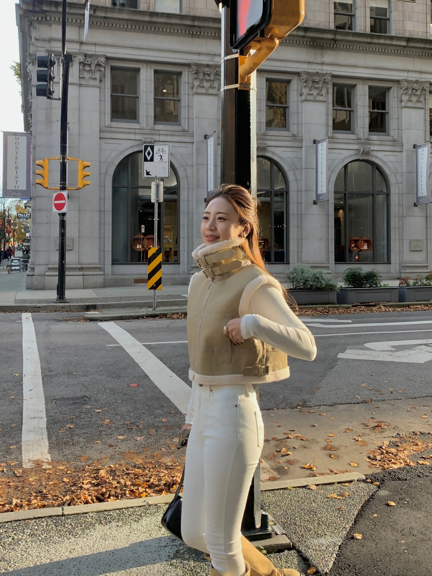 Cropped Shearling Vest