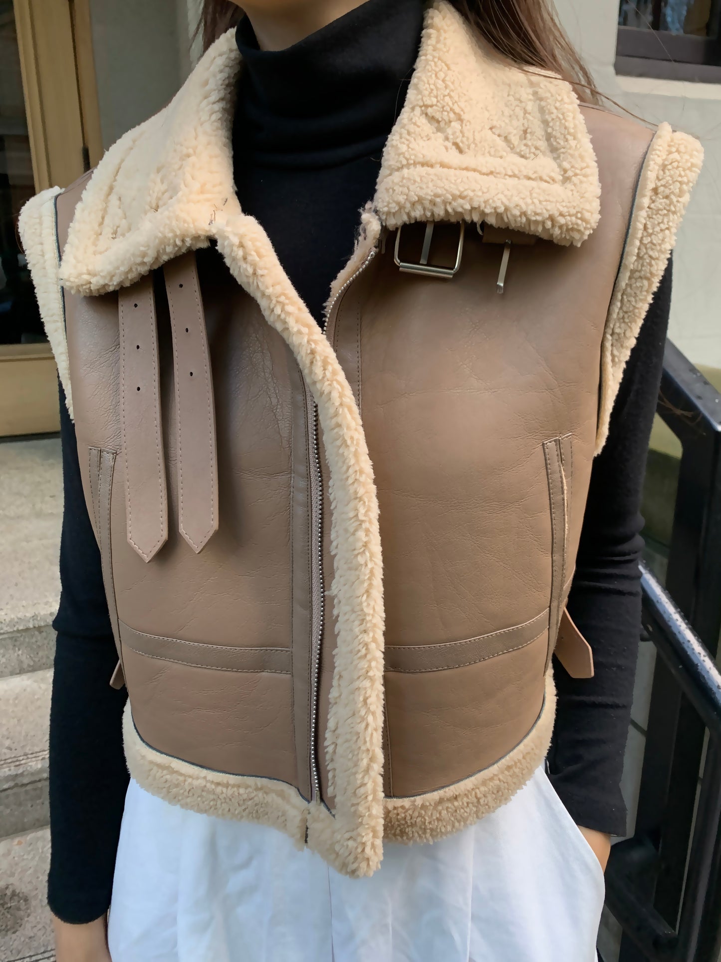 Cropped Shearling Vest