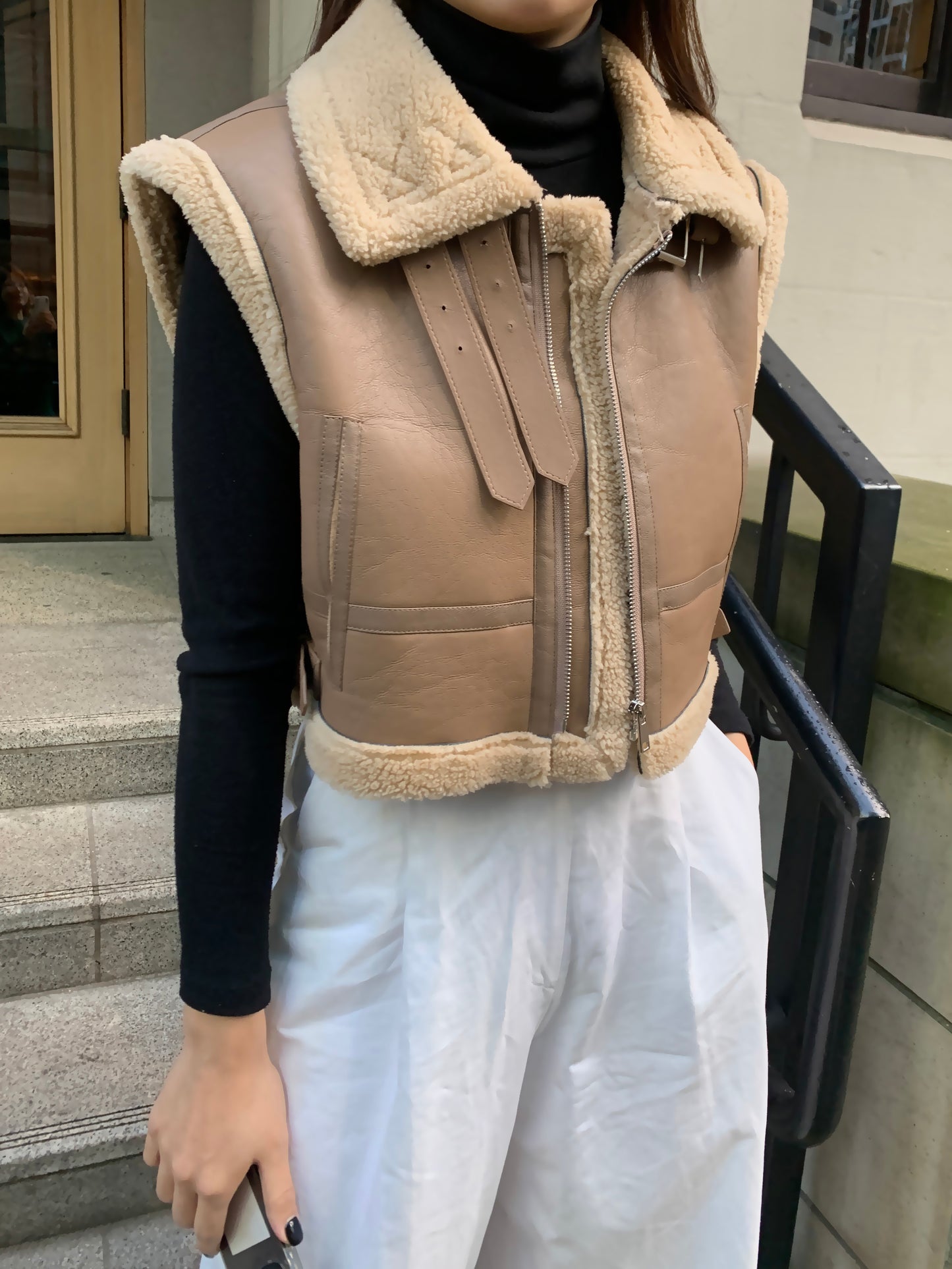 Cropped Shearling Vest