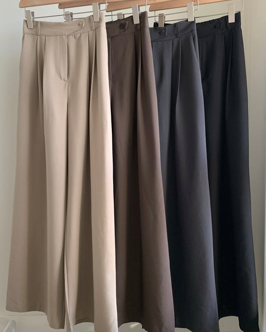 High-raise Button Wide Slacks