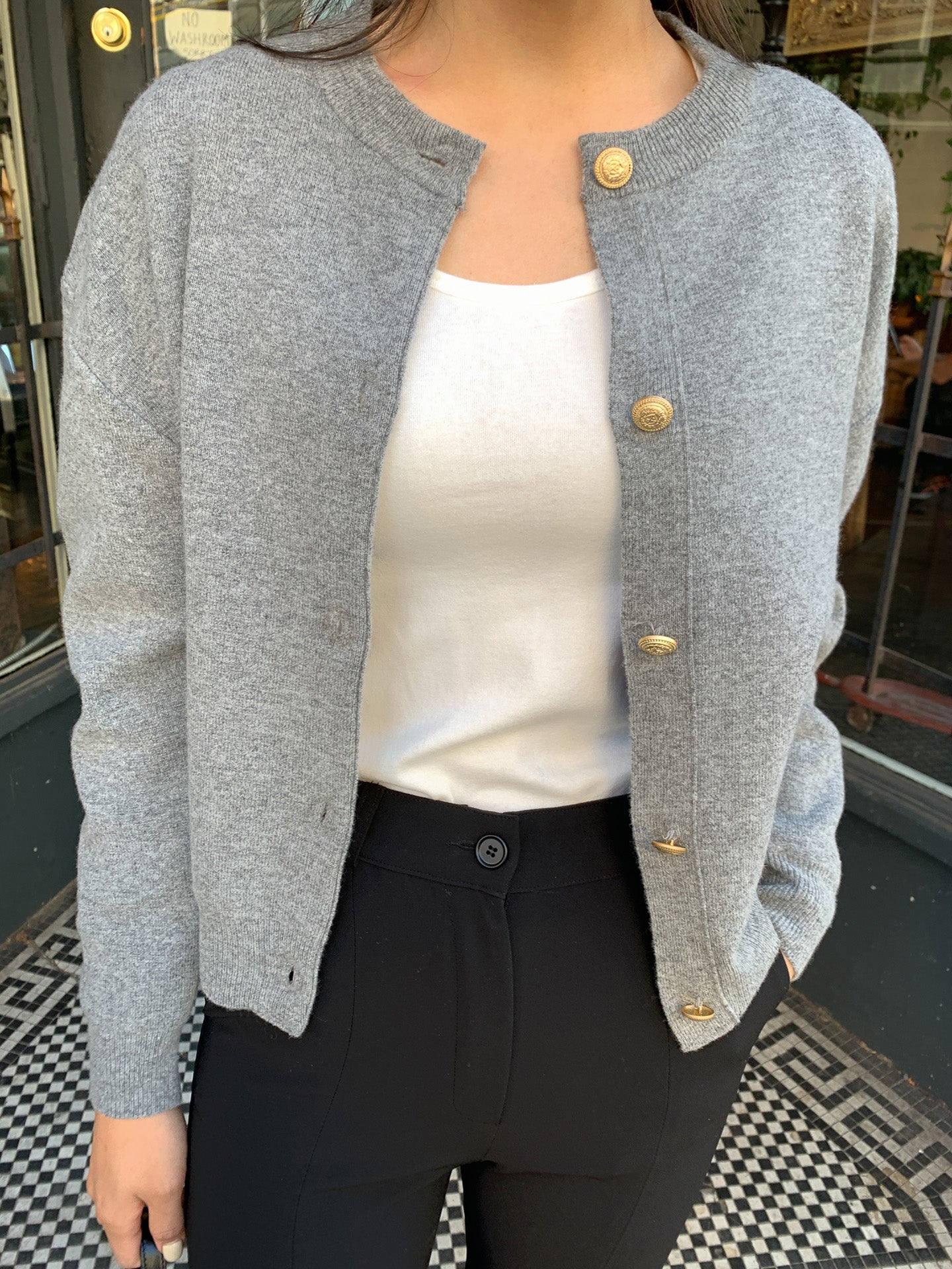 Gold Button Wool Cardigan