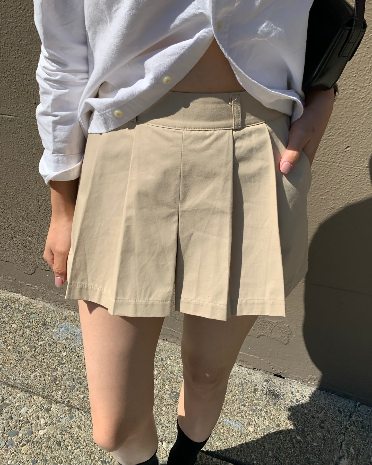 Low-raise Pleated Mini Skort (Banding)