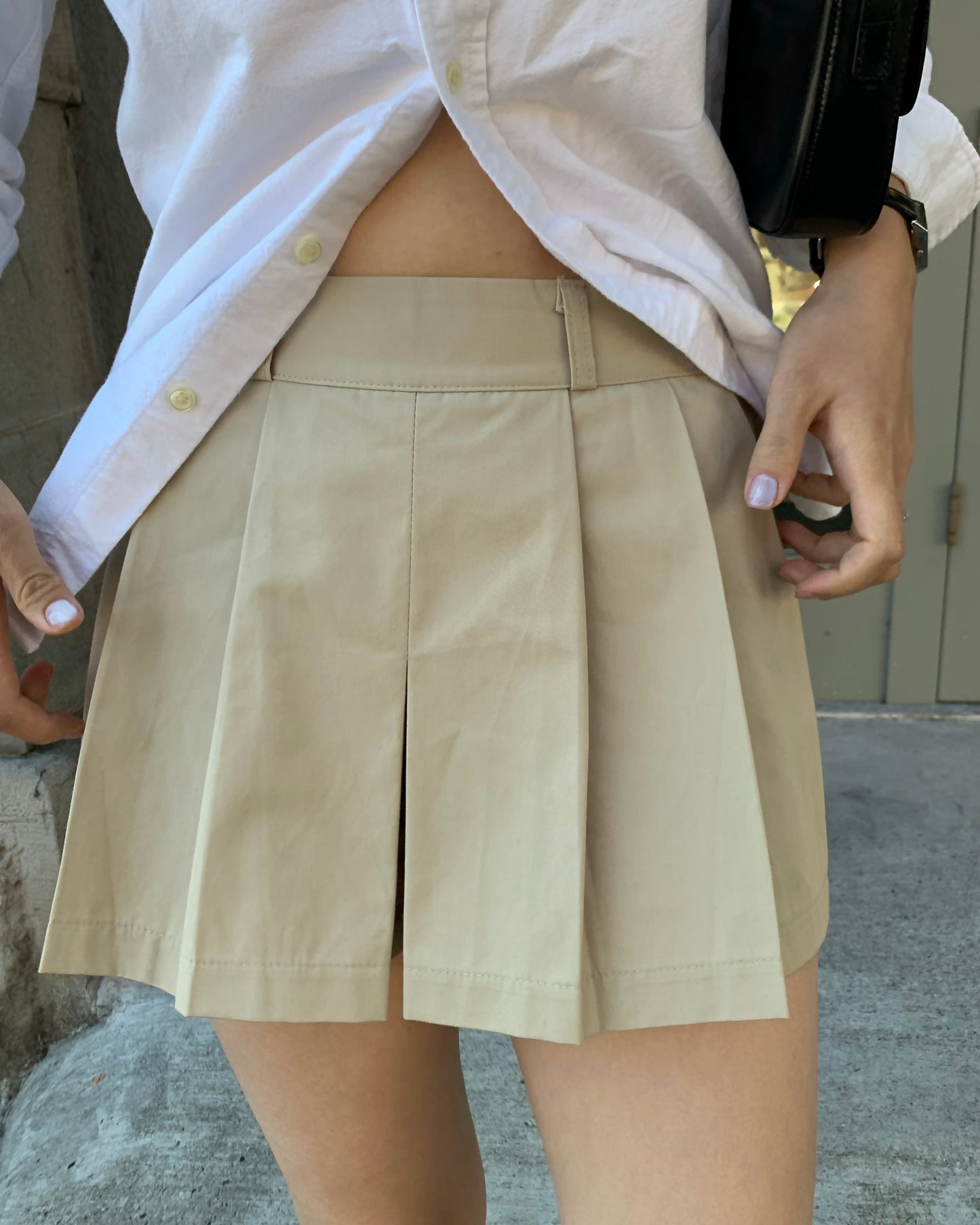 Low-raise Pleated Mini Skort (Banding)