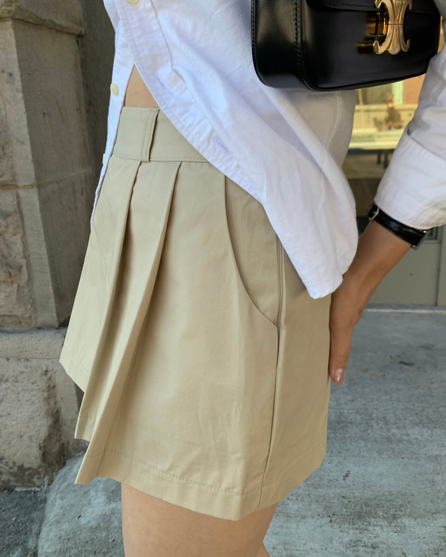 Low-raise Pleated Mini Skort (Banding)